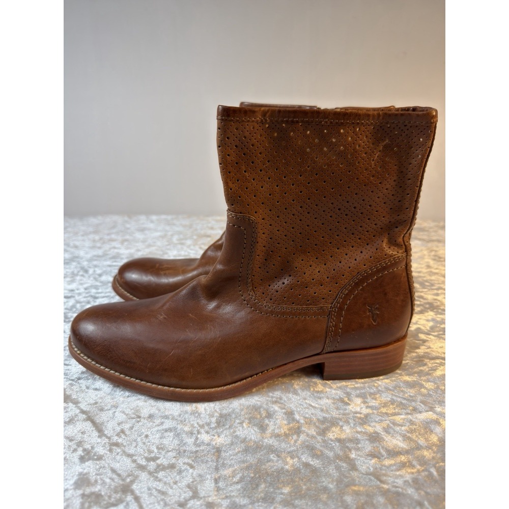 Frye Melissa Perf Bootie Womens 8.5M Brown Leather Ankle Boots NWT